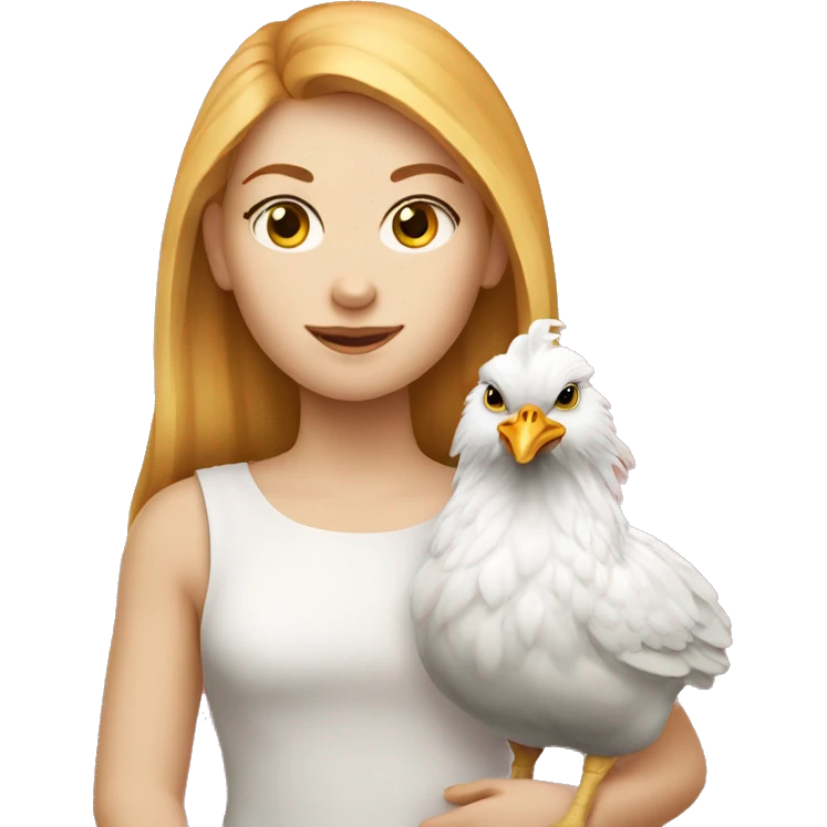 White Ginger girl with a brahma hen emoji
