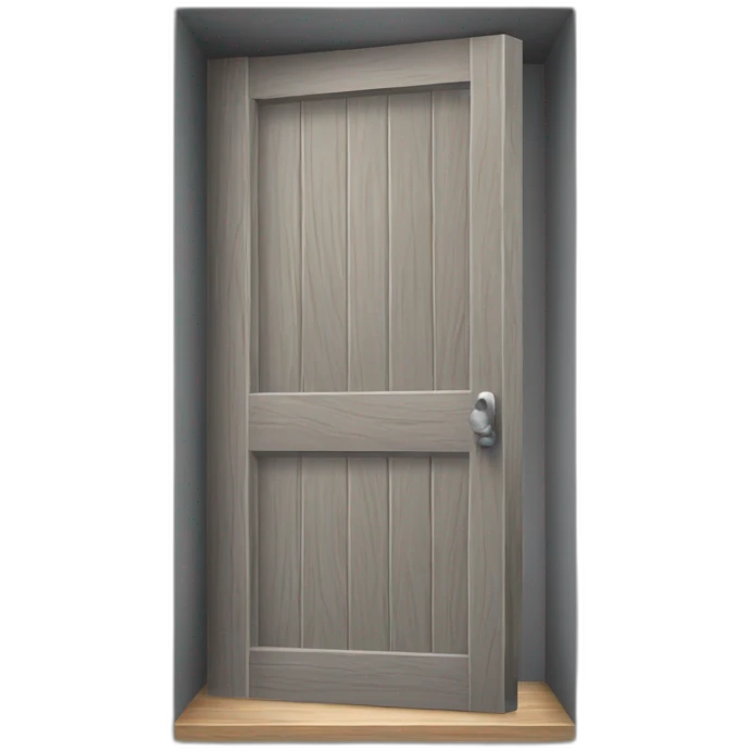 One gray wood open door perspective emoji