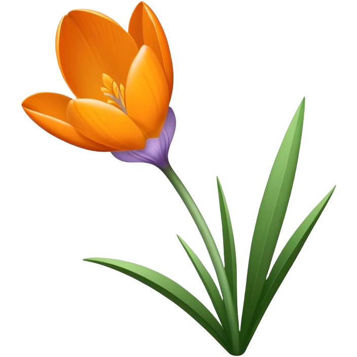 single Crocus Orange, straight stem emoji