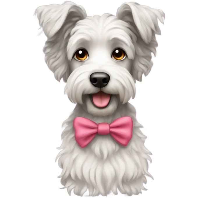 Borderdoodle with bows on ears emoji