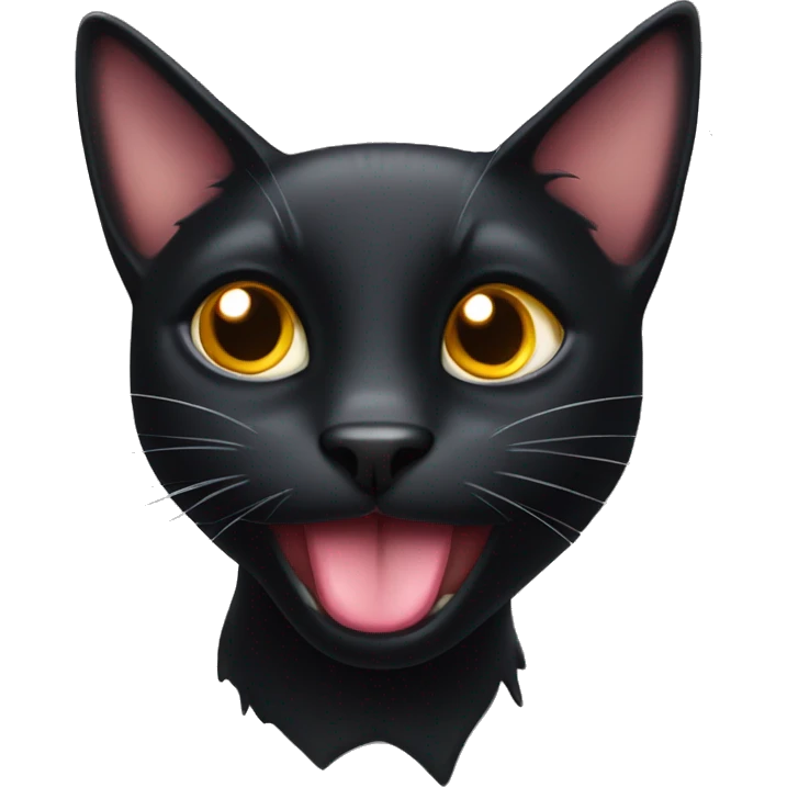 Black cat with tongue out emoji