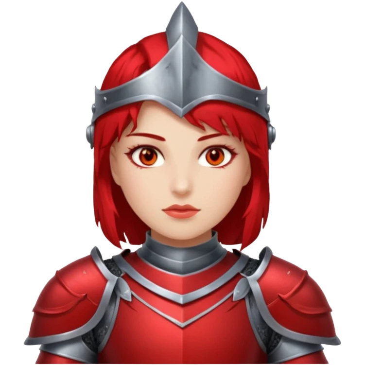 Female knight with crimson armor and blazing red eyes emoji