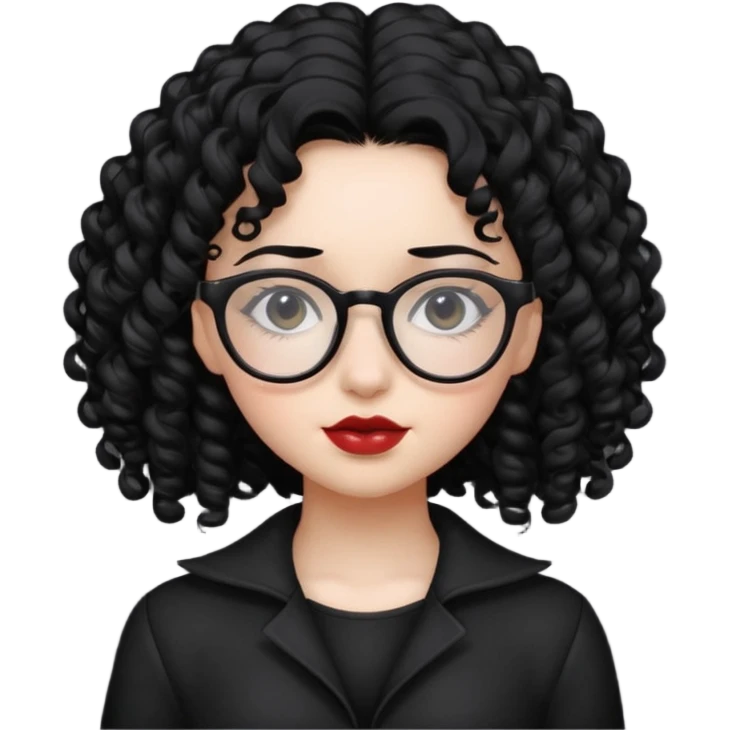 curly gothic girl with glasses emoji