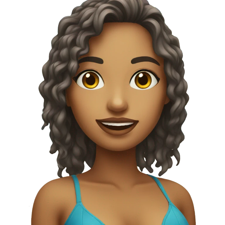 una chica en la playa emoji