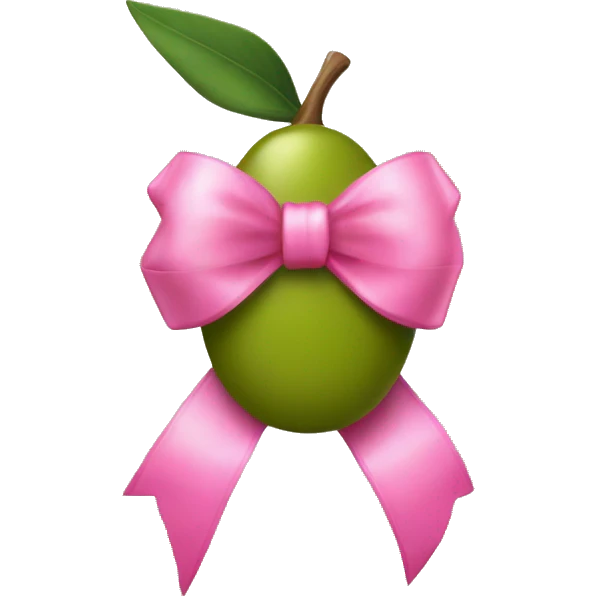 green olive with pink bow emoji