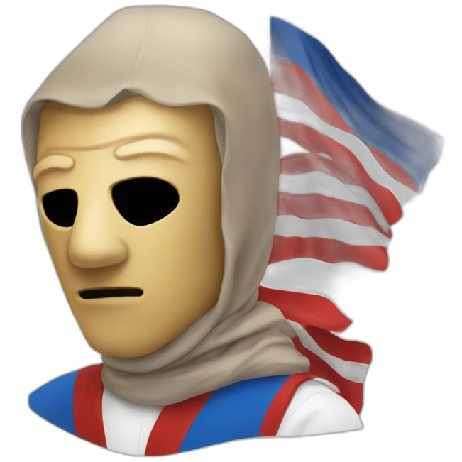 Man with mask of palastine drapeau emoji