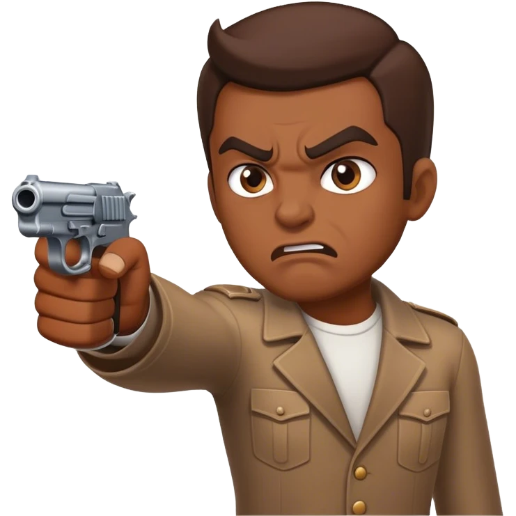 Angry man pointing fake gun straight ahead emoji