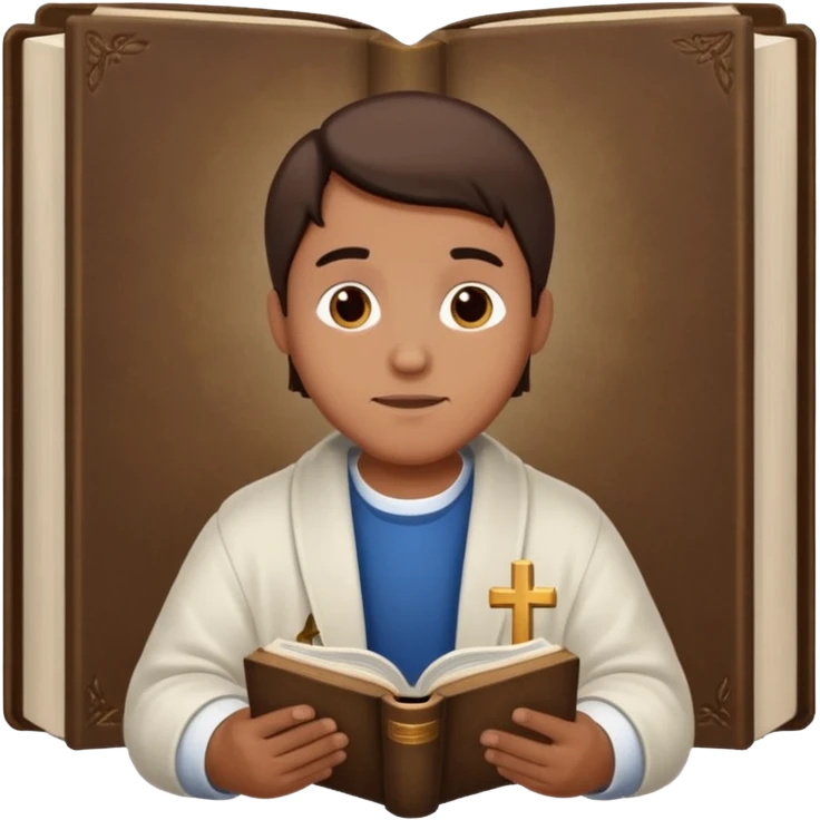 Guy who reads Bible with cross on it emoji