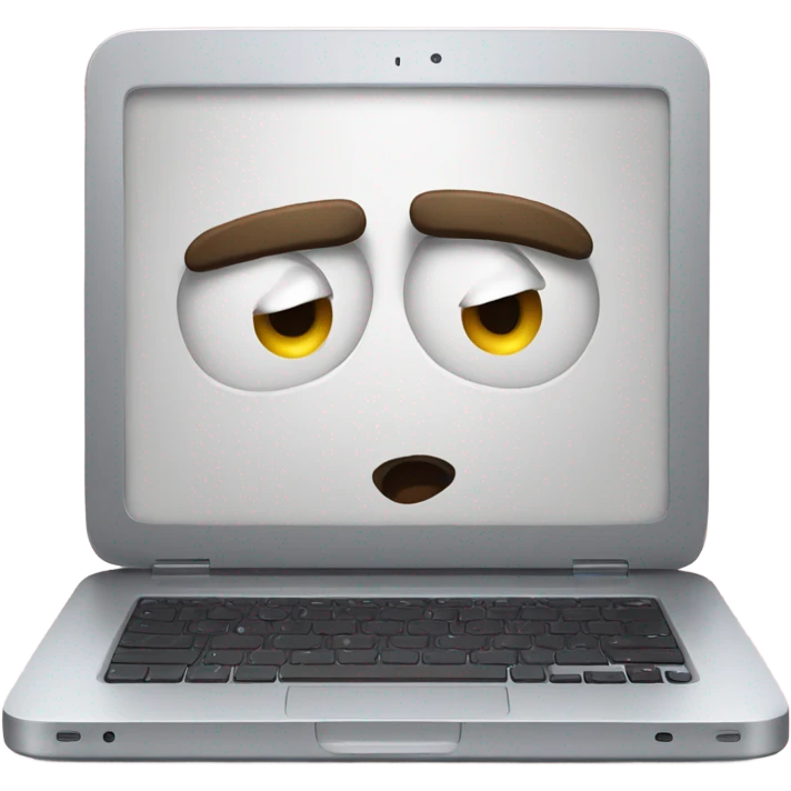 laptop with shocked face emoji