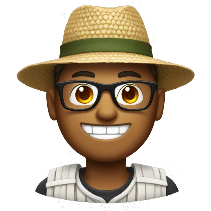nerd with large teeth and with a rice farmer hat emoji