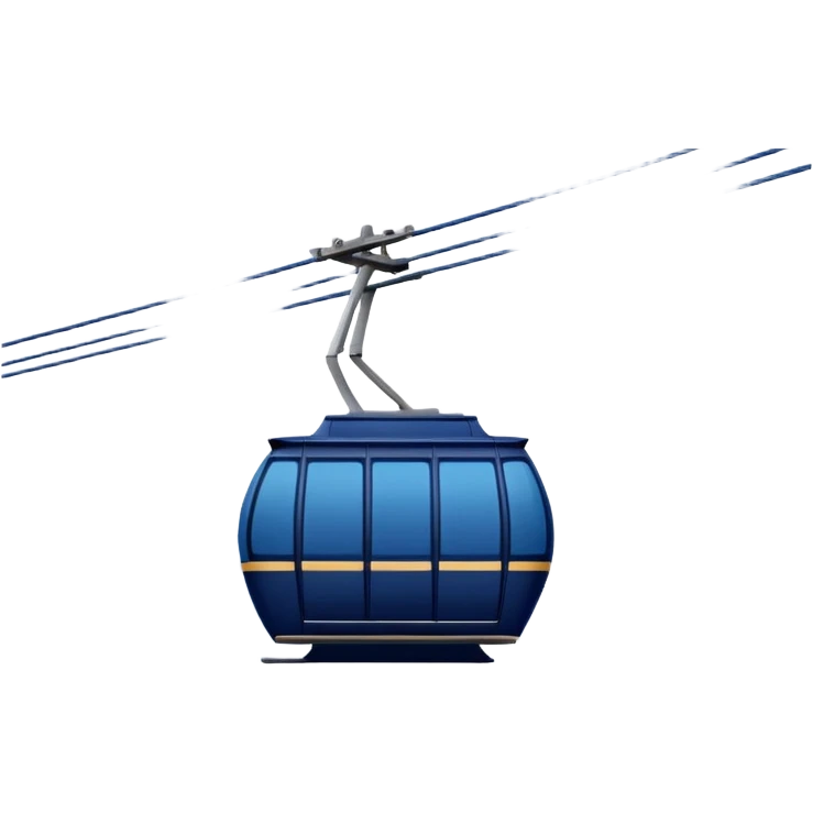 create a cablecar emoji in winter. make it navy dark blue. no yellow. and add the words in white: Lenk  emoji