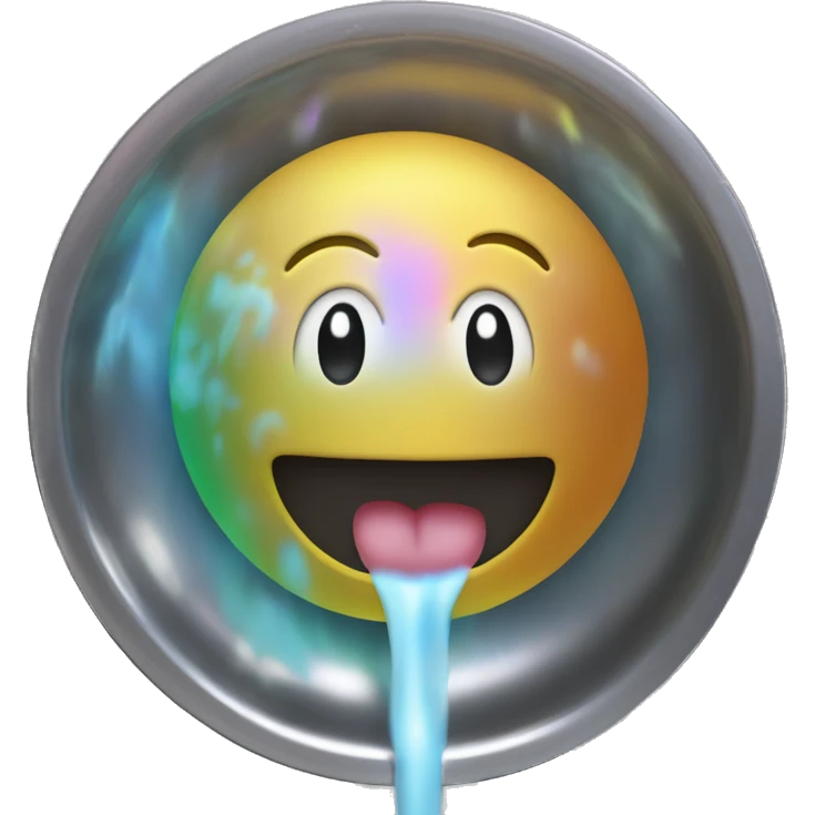 The word "Rinsed" in holographic metallic colors that melts and goes down the drain  emoji