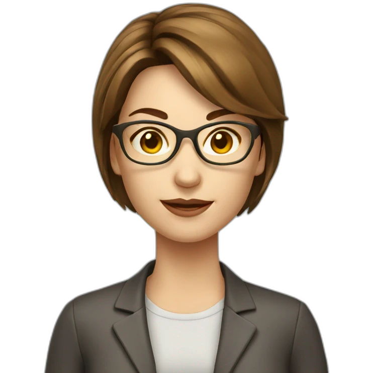 a woman medium short brown hair with golden glasses teacher math emoji