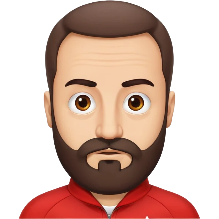 Recep İvedik, Turkish comedy character, bushy eyebrows, thick beard, red tracksuit, humorous expression emoji