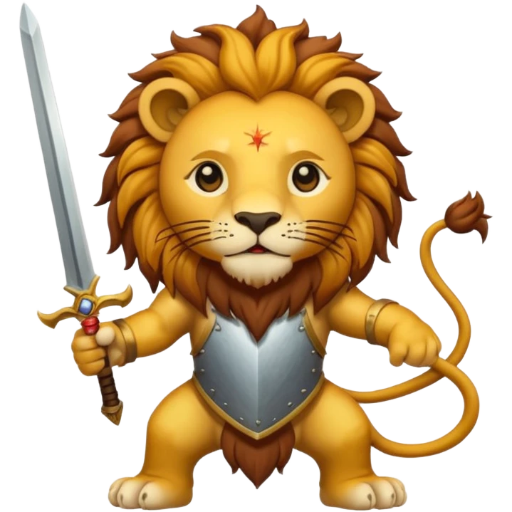 Please create a lion holding a sword with a sun behind the lion? emoji