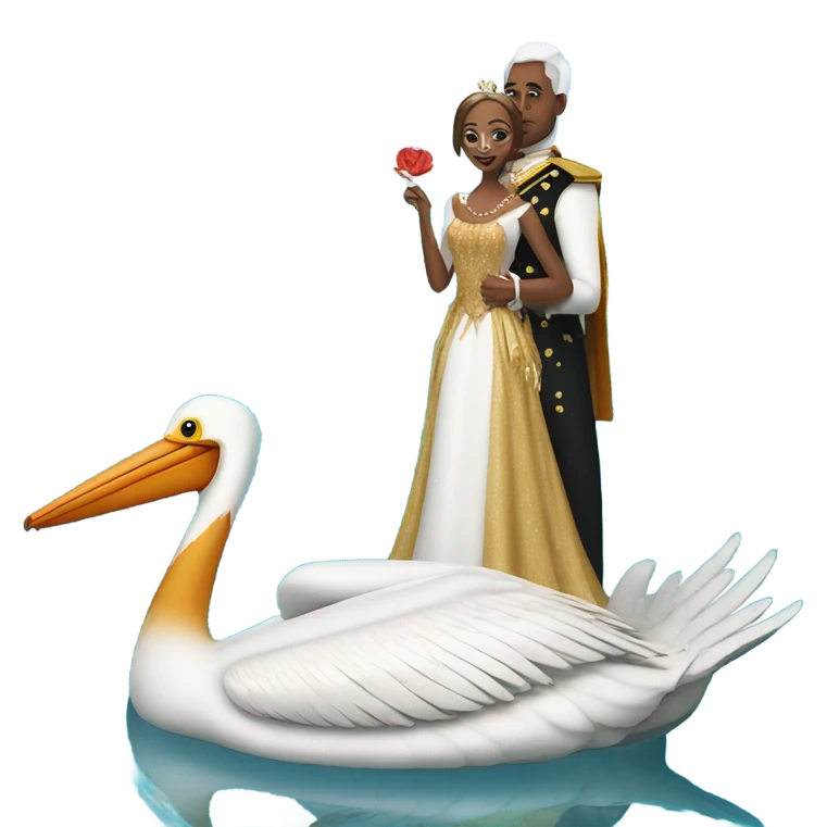Pelican and Queen in swimming pool emoji