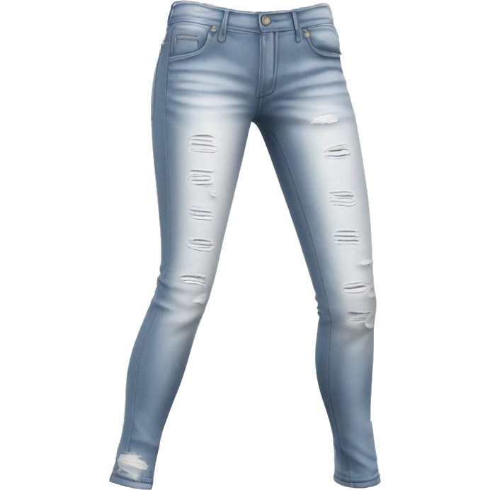 Realistic isolated pair of white distressed ripped fashion jean jegging pants. emoji