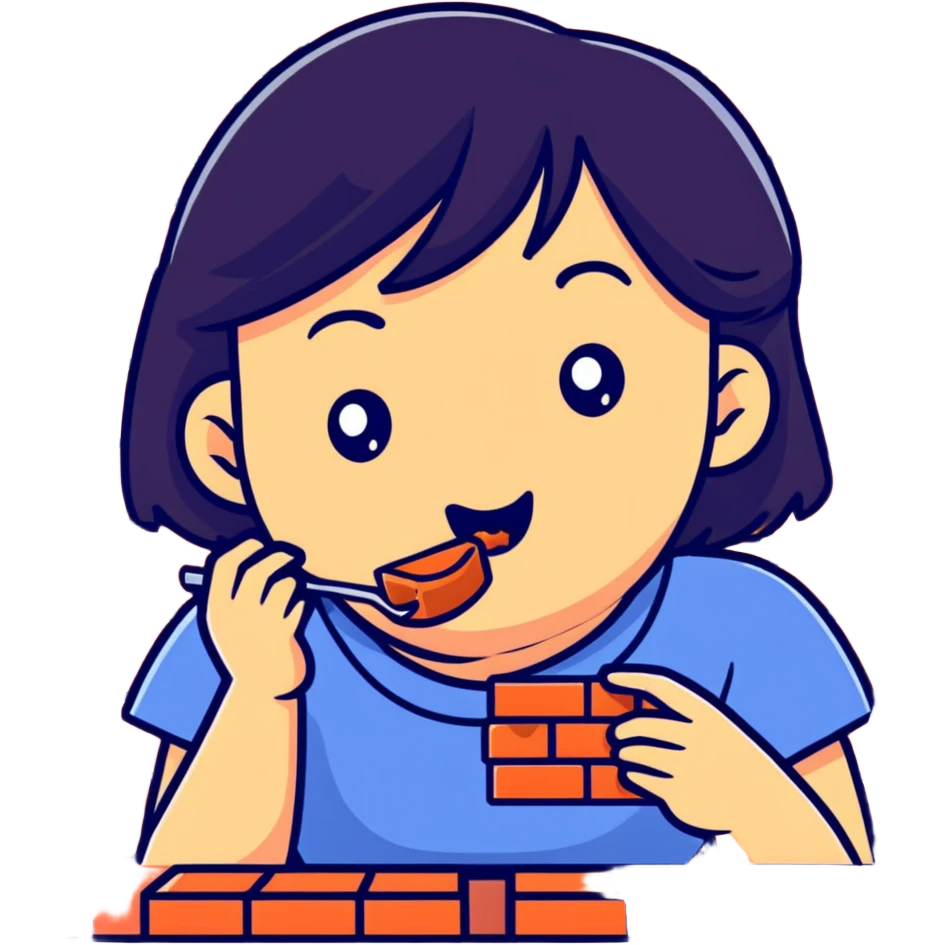 woman eating a brick emoji