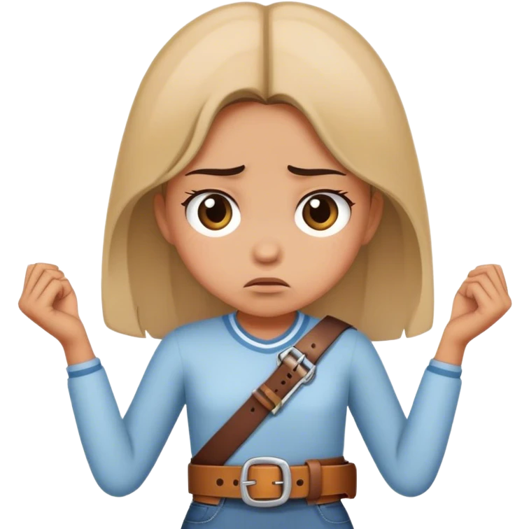 Girl holding belt upset emoji