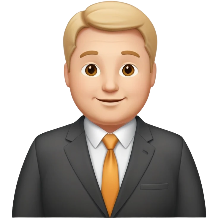highly detailed happy plump white man in business suit, refined features, realistic proportions emoji