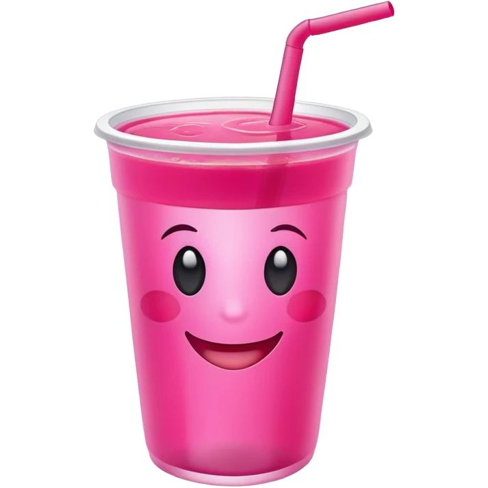 Pink juice in a plastic cup with a smile emoji