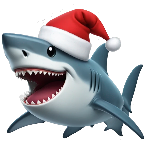 shark laughing wearing a top hat santa claus emoji
