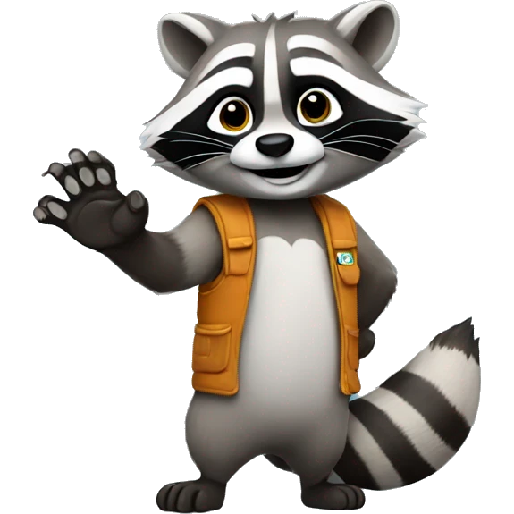 The raccoon waves its paw emoji