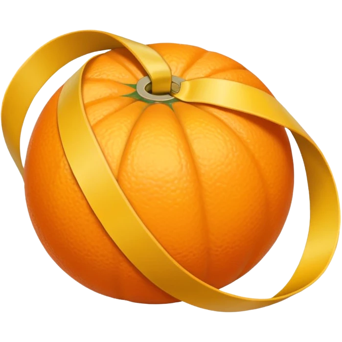 generate an orange with a yellow tailors tape wrapped the center emoji
