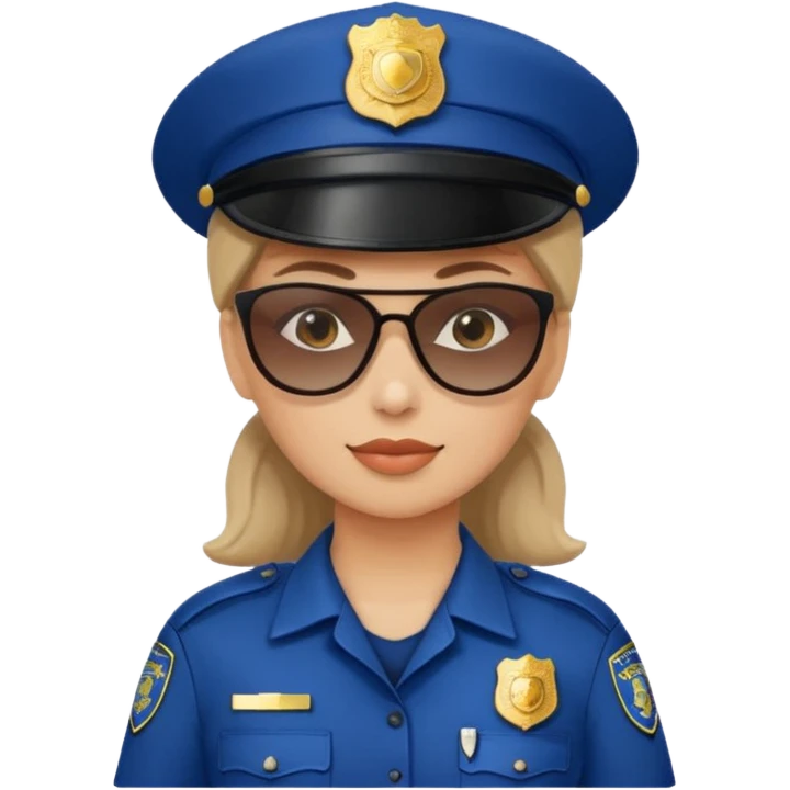 woman police with hair style and hats and sun glasses emoji