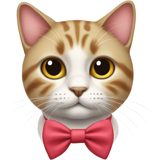 Cat with cute preppy bow emoji