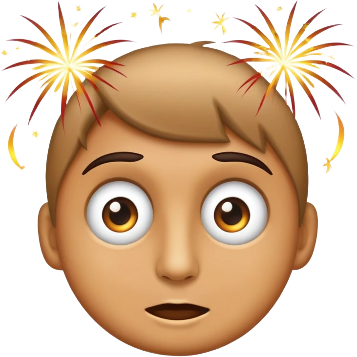 classic emoji style face with wide eyes and fireworks in the background emoji