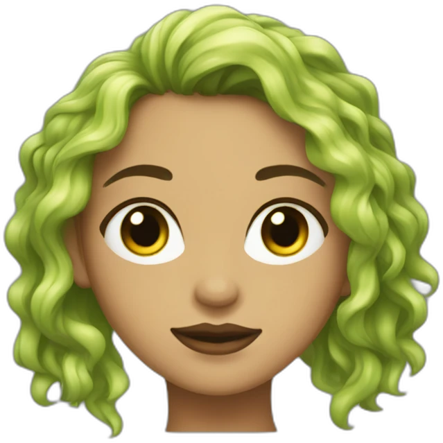 Chica árabe con ojos verdes y pelo ondulado negro emoji