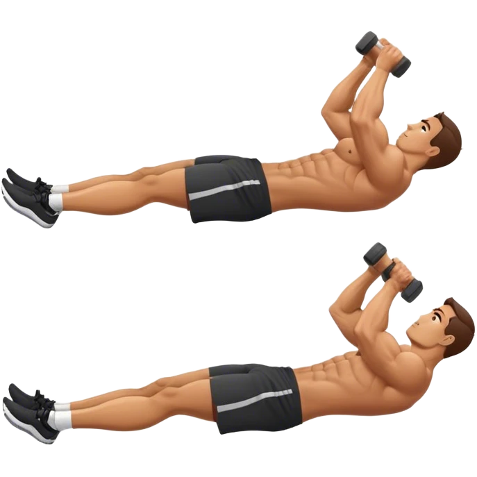 side-view of guy doing decline abdominal Crunches with sixpack emoji