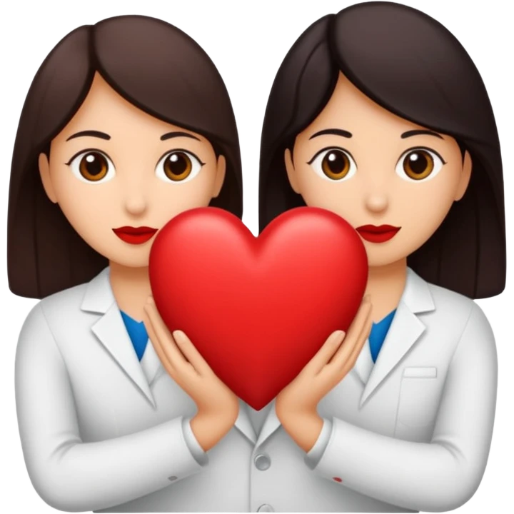 Dos personas en medio de un corazón partidos en dos emoji