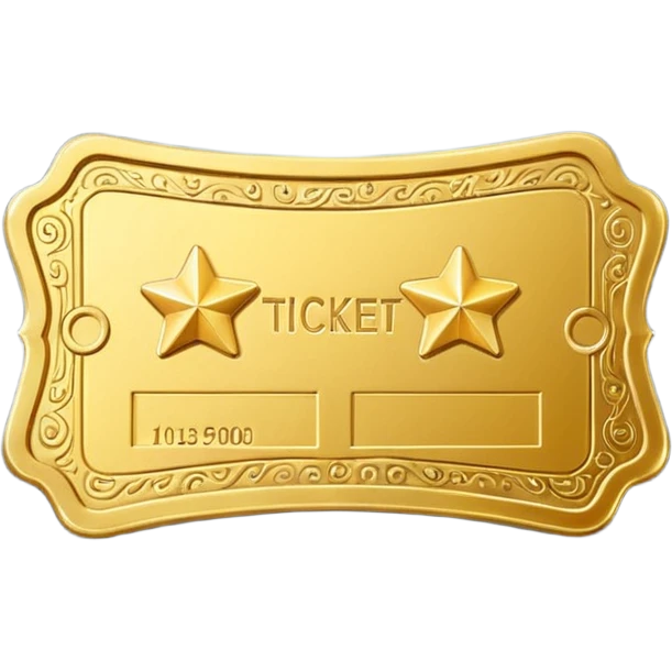 A cute 3D Stylized icon of Golden Ticket with a Star emoji