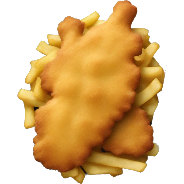 a Schnitzel shaped like Austria with pommes emoji