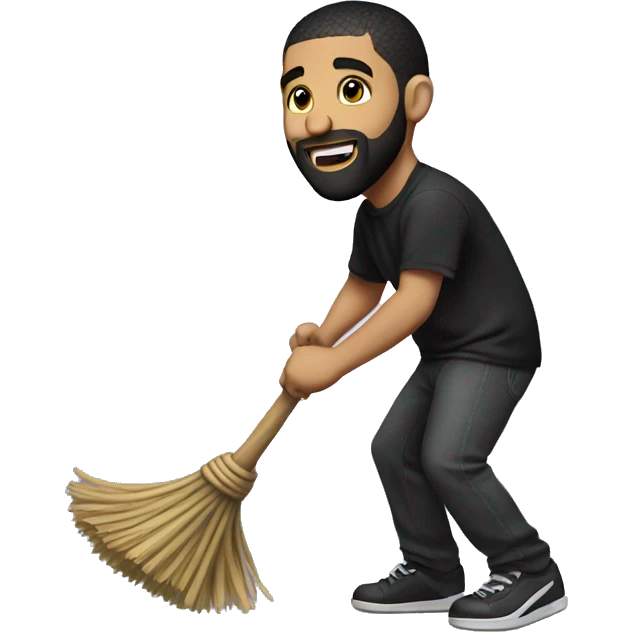 drake doing a dance while holding a broom emoji