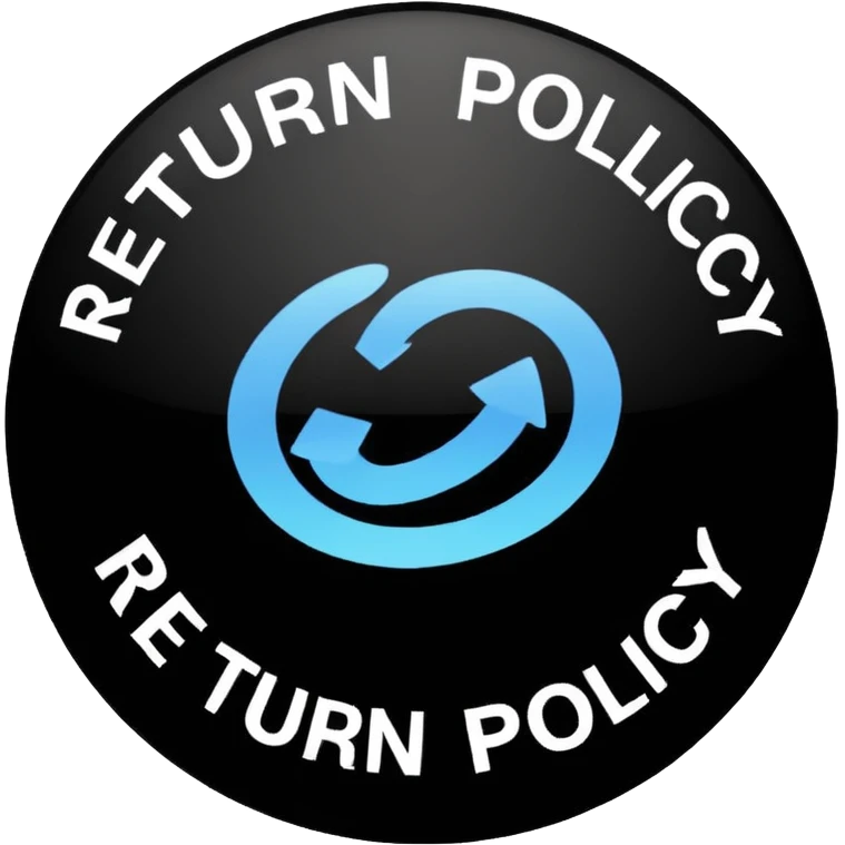 just 2 words "return policy" in circle , no background emoji