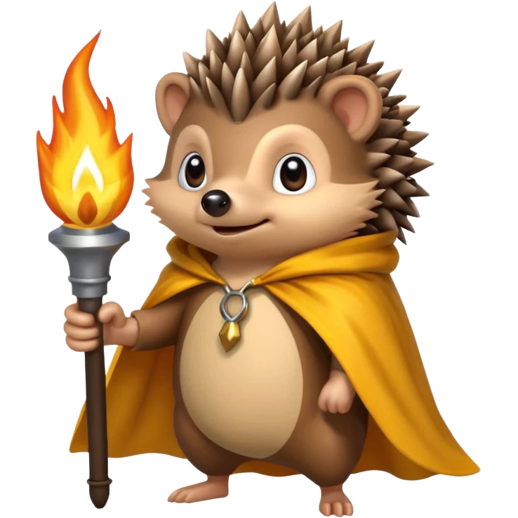 hedgehog holding torch with yellow cape emoji