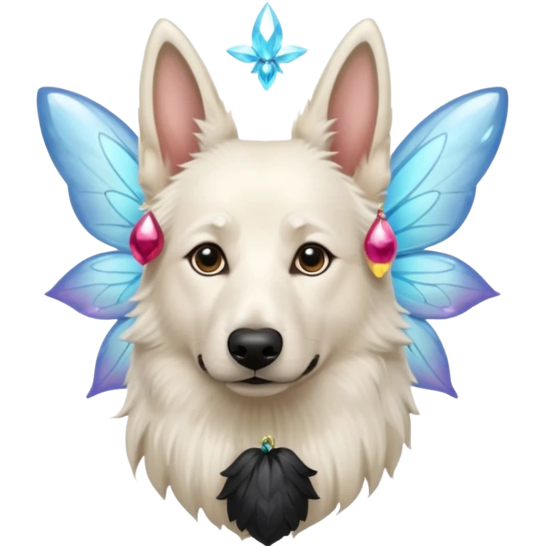 White belgian Shepard feels a fairy emoji