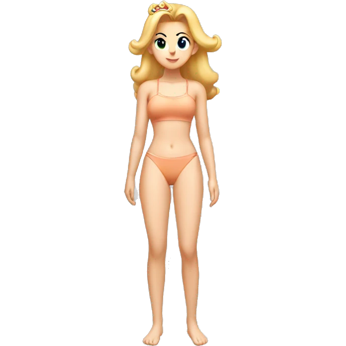 Skinny princess peach wearing tan swim wear emoji