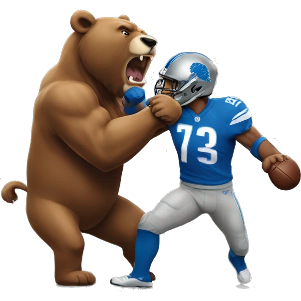 Detroit lion punching a bear emoji