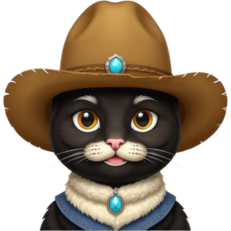 combine the cowboy empjis with a bclack cat emoji and make it have a moustache emoji