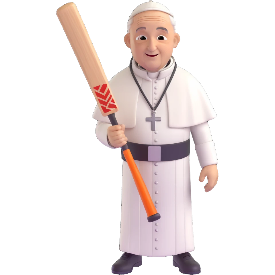 the pope as a cricket batsman, 3D emoji style emoji