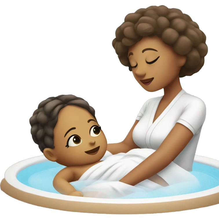 An baby spa girl taking babies a relaxation at her spa emoji