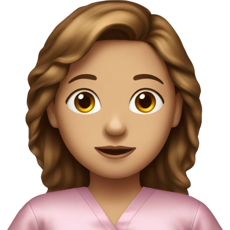 Girl with brown hair with silk pajamas on emoji