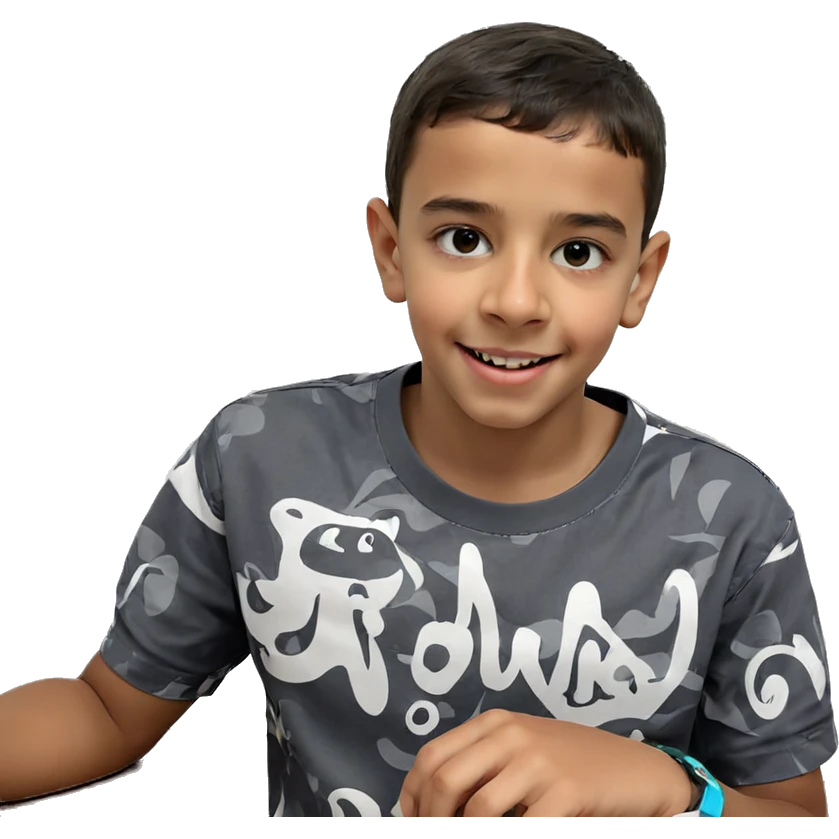 smiling boy in printed shirt emoji