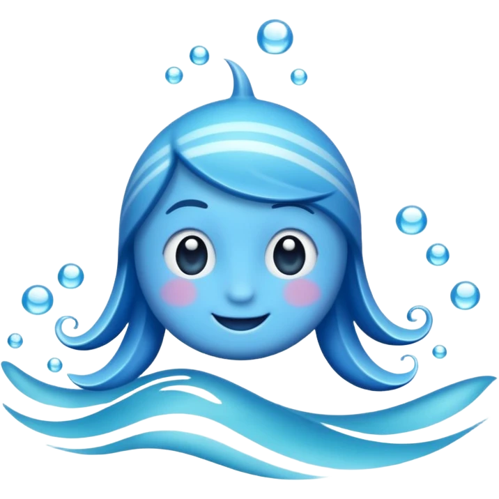 emoji of the sea, calm blue waves, sparkling water, isolated on white background, soft shadows, high detail, playful and cute. emoji