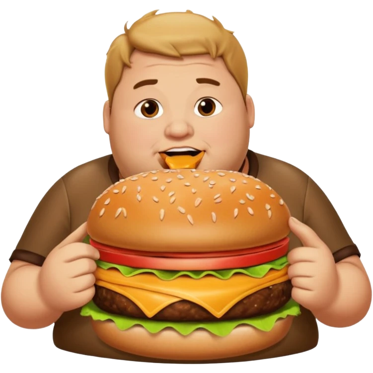 fat guy eating burger emoji