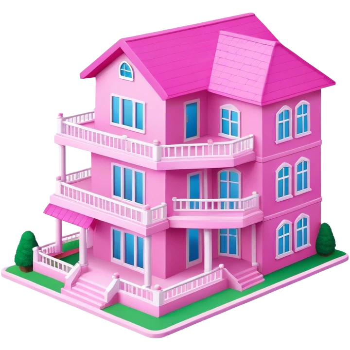 Pink Barbie dream house, isometric exterior view emoji